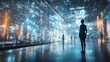 © BirD - A person stands in a futuristic room filled with vibrant digital displays and lights.