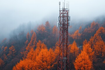 Poster - A wireless tower in an open rural landscape symbolizing 5G-enabled rural connectivity,