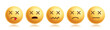 © AmazeinDesign - Dead emojis clipart characters set. Emoji 3d character in crossed eye, tired face, dizzy, exhausted, unconscious and drained facial expression graphic elements collection. Vector illustration dead