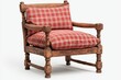 © Wahyu - Rustic Armchair with Wooden Legs and Plaid Upholstery