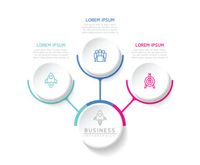 Wall Mural - vector infographic business presentation template with circular interconnection with 3 options.