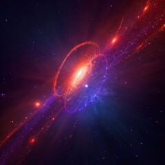 Wall Mural - Futuristic abstract background, glowing objects, stardust, universe, galaxy, colorful bright neon rays and glowing lines - generative AI