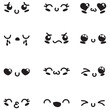 © DysOdyssey - Collection of cute emoji expression illustrations in black and white, featuring a range of charming and playful facial expressions, perfect for adding personality to designs, art, or digital projects