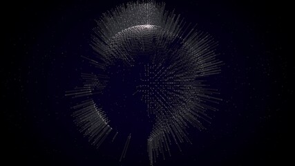 Wall Mural - rotating digital earth with glowing particle streaks