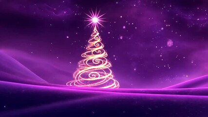 Wall Mural - enchanting purple night with glowing christmas tree