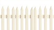 © Sinechana - 88.A simple vector illustration of a picket fence, with evenly spaced vertical slats and pointed tops. The seamless design allows for easy repetition, creating a timeless, classic look perfect for