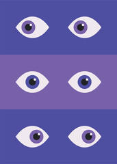 Wall Mural - eyes looking in different directions. poster in creative flat style.