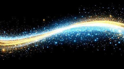 Wall Mural - A dark blue background featuring blurred bokeh lights forms a festive Christmas and New Year template, enhanced with shimmering, out-of-focus stars and sparkling visuals.
