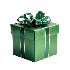 Wall Mural - Green Christmas gifts box isolated on white background. 