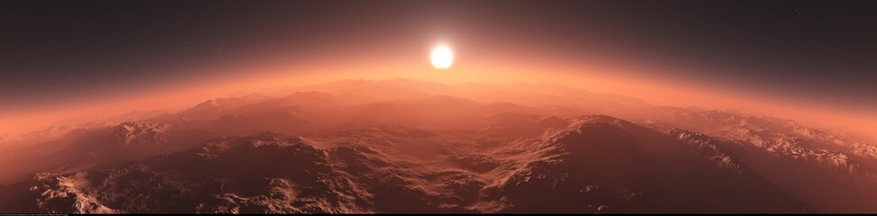 Canvas Print - Sunset panorama on the red planet Mars
3D rendering