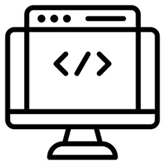 web coding icon outline vector
