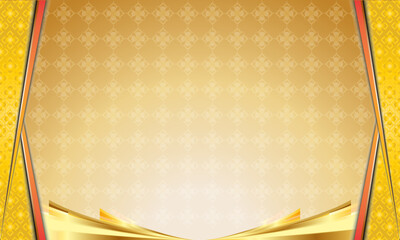 Wall Mural - Thai pattern border frame with luxurious golden brown background, designed for a backdrop.