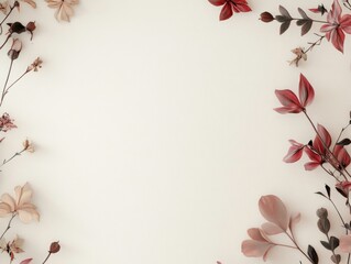 Wall Mural - Floral Border on White Background