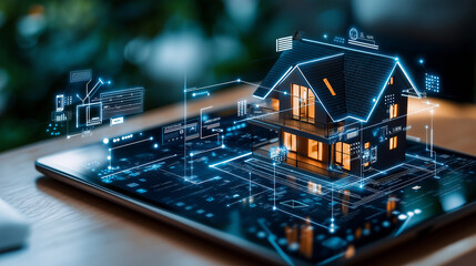 Poster - conceptual image of smart home integrated with technology and innovation