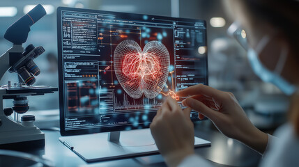 Poster - 3D printed organ displayed on computer screen in lab setting
