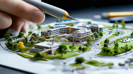 Aufkleber - detailed model of property development project being designed