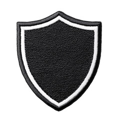 blank embroidered shield patch isolated on transparent background.
