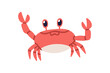 © Good Studio - Cute crab with greeting claws and happy face. Adorable funny marine animal. Kawaii smiling baby character, tropical underwater crayfish. Flat vector illustration isolated on white background