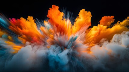 Wall Mural - abstract colorful ink explosion in dark background