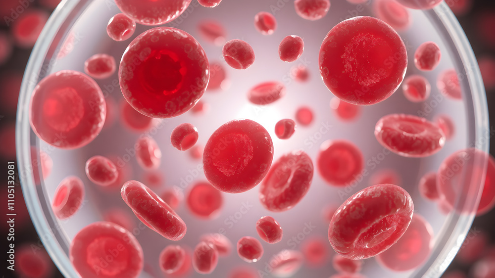 Red blood cells in an artery or blood vessel , flow inside body ...