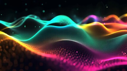 Wall Mural - glowing fractal wave pattern in vibrant colors.