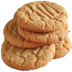 Wall Mural - a pile of peanut butter cookies isolated on white background