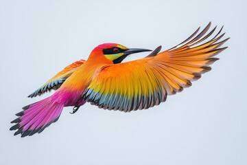 Wall Mural - bird flying on white background