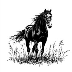 Sticker - Indian Horse Silhouette, Illustration Isolated On White Background