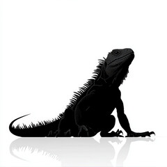 Sticker - Lizard Silhouette, Black And White Illustration Isolated On White Background