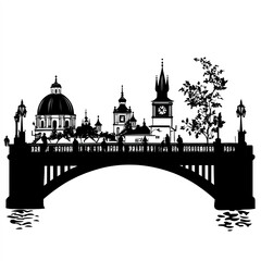 Poster - Prague Silhouette, Illustration Isolated On White Background