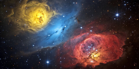 Wall Mural - Celestial Symphony, The Enchanting Beauty of Colorful Nebulae and planets in Deep Space In the vast expanse of the universe lies one of nature’s most breathtaking phenomena