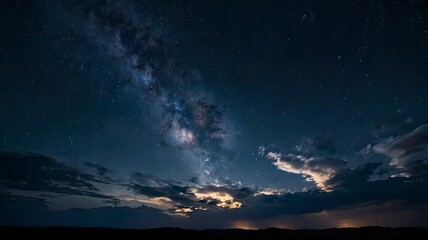 Sticker - Night sky space with clouds and stars