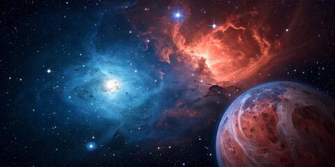 Wall Mural - Celestial Symphony, The Enchanting Beauty of Colorful Nebulae and planets in Deep Space In the vast expanse of the universe lies one of nature’s most breathtaking phenomena