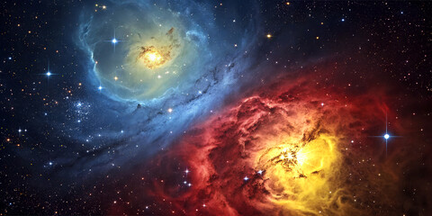 Wall Mural - Celestial Symphony, The Enchanting Beauty of Colorful Nebulae and planets in Deep Space In the vast expanse of the universe lies one of nature’s most breathtaking phenomena