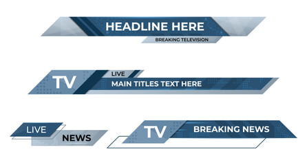 Wall Mural - futuristic design lower third banner. blue geometric lower third banner template design. video headl