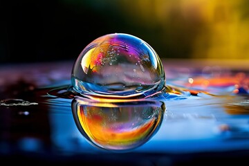 Wall Mural - macro soap bubble a macro photograph captures the intricate deta