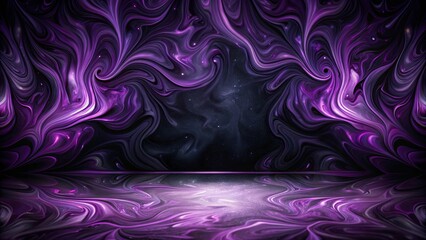 abstract purple swirling galaxy background with reflective floor