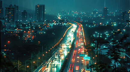 Poster - City landscape, night time. taken from an elevated position.