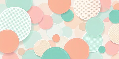 Wall Mural - abstract pastel circles overlapping design with textured elements