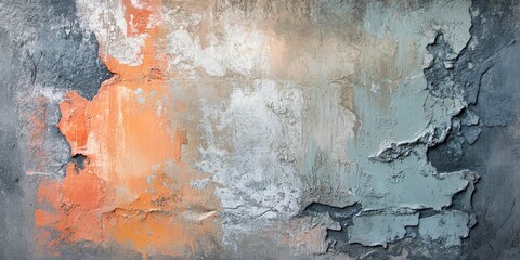 Poster - Textured concrete wall featuring a unique painted plaster design this concrete wall showcases artistic elements with its vibrant plaster paint, enhancing the visual appeal of the concrete wall.