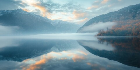 Poster - Beautiful reflection captured in a serene setting. The beautiful reflection showcases the artistry of long exposure photography, emphasizing soft focus and motion blur in the enchanting scene.