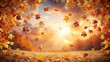 © Urenus Photos - Autumnal Leaves Dancing in a Golden Sunset Glow