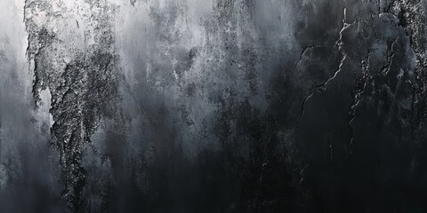 Poster - Abstract wall texture showcasing dark black and gray cement, featuring an intriguing grey color design with light and white gradient elements, perfect for a unique background.