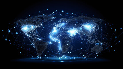 Aufkleber - Global communication and data exchange symbolized by planet earth's network connections