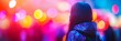 © Ilja - Waiting In The Crowd, Festive Background Bokeh Lights, Waiting, Expectation, Woman Backview, Bokeh.