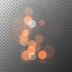Aufkleber - Bokeh lights texture. Abstract blur light effect. Blurred overlay template. Transparent background. Vector illustration.