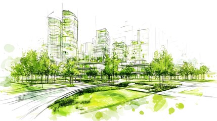 Urban spaces evolve with sustainable practices, promoting environmental well-being.