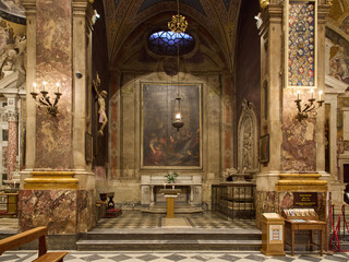 Side chapel at the Basilica della Santissima Annunziata baroque and renaissance styled church in Florence, Italy	