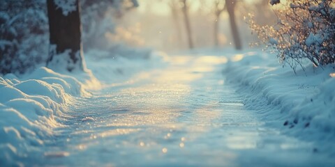 Wall Mural - serene snowy lane
