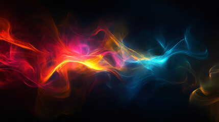 Fototapete - Vibrant and dynamic abstract smoke art in colorful flow against a black backdrop